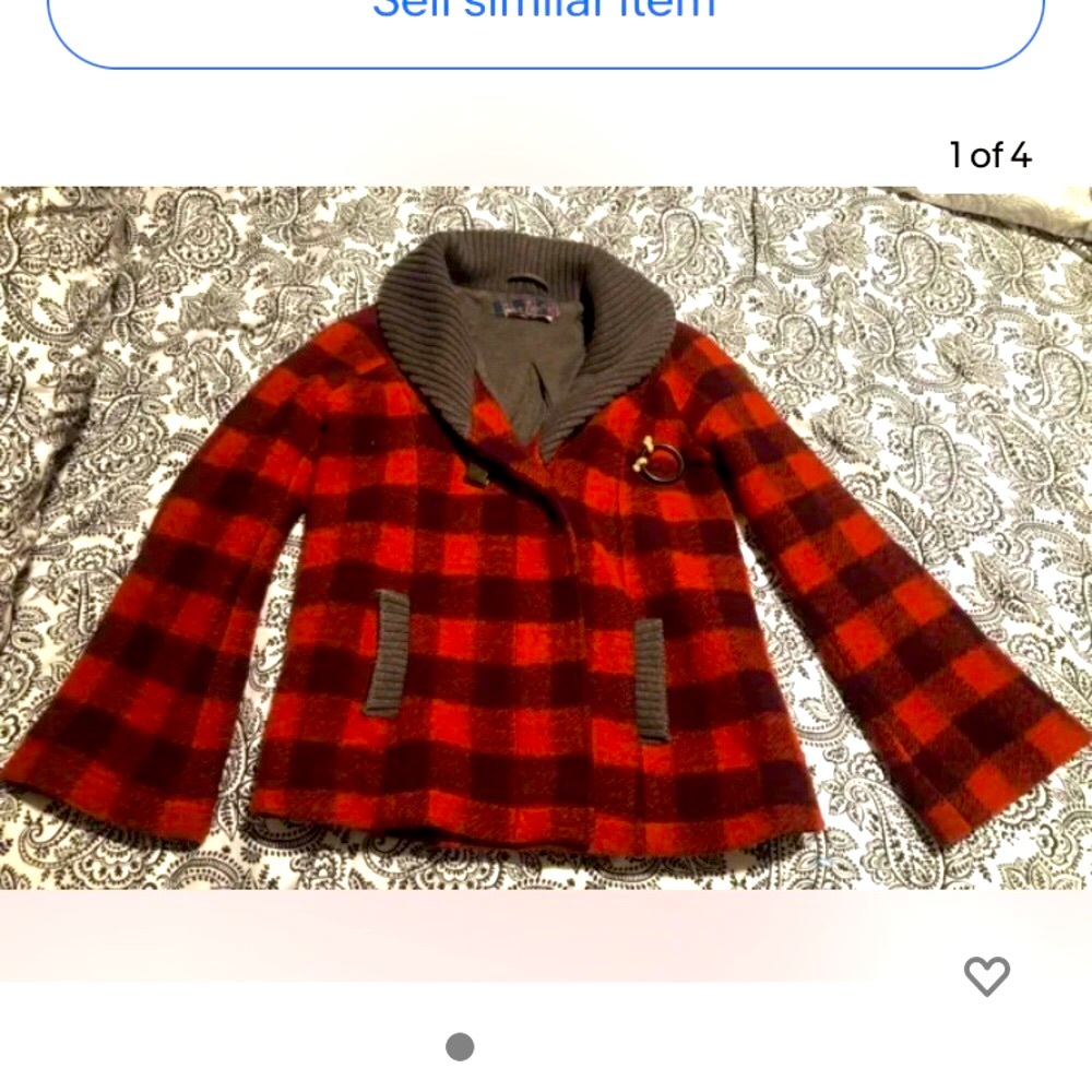 FREE PEOPLE Red Plaid Jacket Coat